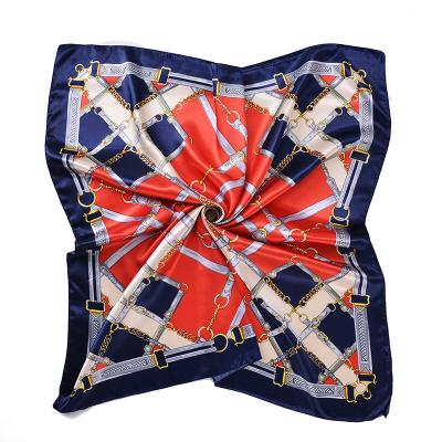 China European and American Large European American Cart Square Chain Printed Silk Satin Hijab Square Hijab Scarf Shawl for sale