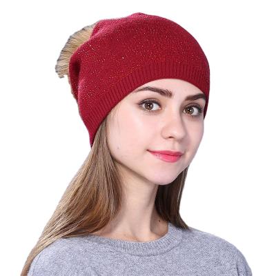 China Autumn COMMON winter fashion warm hat knit pom pom hat padded beanies for women girls knitted hat for sale