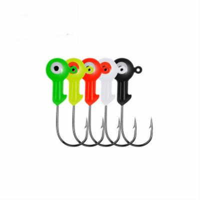 China Head Underwater Round Barbed Hook Jig Lead Flashing Light Soft Fishing Lure Bait for sale