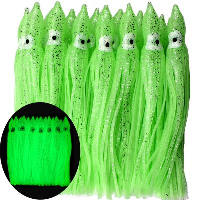 China Glow Bait Lure Brass Material Luminous Squid Skirt Soft Octopus Fishing Lure for sale