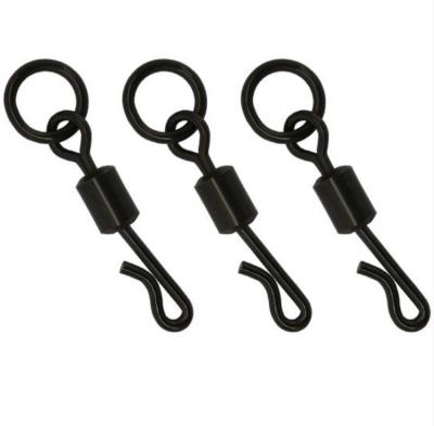 China Matt Black Corrosion Resistant Fishing Tackle Body Long Rolling Swivel With Solid Ring for sale