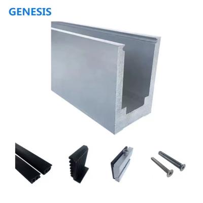 China Modern Glass Balustrade Aluminum Base , Balcony Fencing Aluminum U Channel for sale