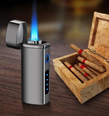 China Cigar Jet Lighter Metal Triple Jet Flame Butane Cigarette Torch Lighter With Cigar Punch Cutter With Customized Logo for sale