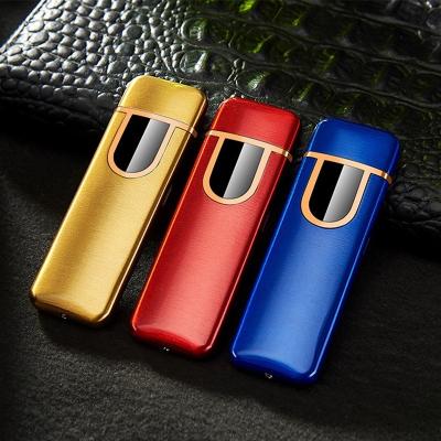 China Electronic igniter aansteker usb with led screen usb heat coil igniter windproof encendedor fingerprint induction refill electronic cigarette lighter for sale