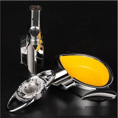 China Unique Luxury Cigar Gift Set Luxury Custom Design Lighter Cutter Ashtray Tube Cigar Accessories Gift Set for sale