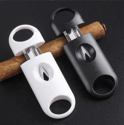 China Cigar Cutter JOFI Stainless Steel with Plastic Cigar Cutter V-Cutter Cigar Scissors Cutter Accessories Common Fast Shipping for sale