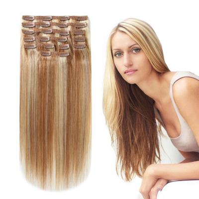 China Softest Wholesale Cheap First Lady Blond Hair Extensions Bundles Indian Hair Clip In Extensions For OEM & ODM Service for sale