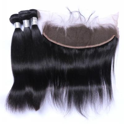 China Silky Straight Wave Free Sample Unprocessed Brazilian Hair With Frontal Closure , Hair Lace Frontal Piece for sale