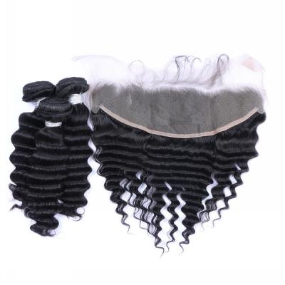 China Ear to Ear Lace Free Sample Wholesale Price Most Popular Wave Front Lace Frontal Deep Bangs With Baby Hair for sale