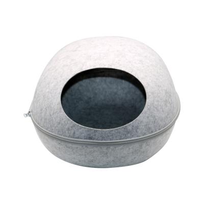 China China Sustainable Factory Wholesale Multicolor Soft Egg Shape Pet Wool Nepal Felt Cat Cave for sale