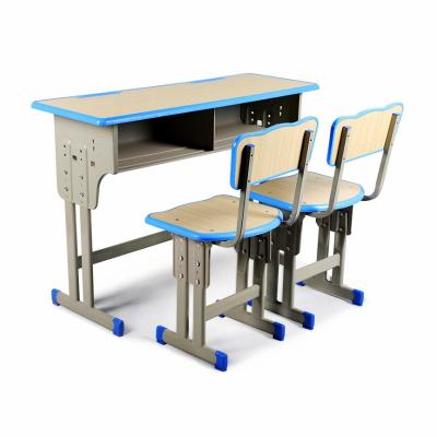 China 2021 New Model Hot Selling Height Adjustable Cheap School Furniture Student Desk And Double Chair Seats for sale