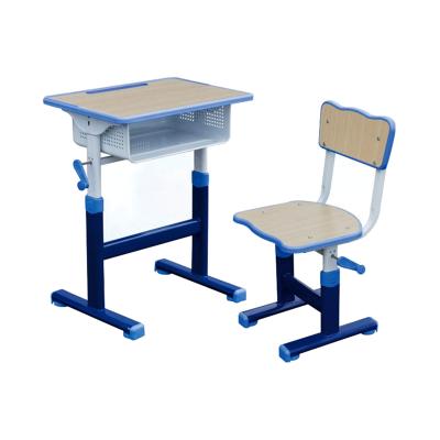 China Height Adjustable School Sets Furniture High Quality Single Height Adjustable School Desk And Chairs for sale