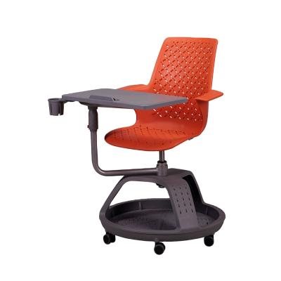 China Mobile Classroom Chair Block - Folding Chair 360 Swivel Base Tripod Knot Notes with Writing Tablet & Base & Caster for sale