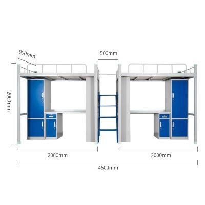 China Heavy Duty Metal Frame Bunk Beds Cheap Frame Dorm Furniture Beds Metal Bunk Beds With Lockers And Tables for sale