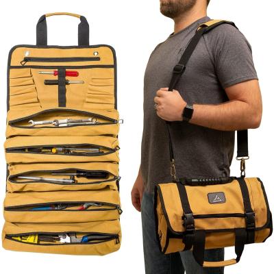 China Durable Wholesale Tool Bags Work Multifunctional Heavy Duty Portable Canvas Tool Bag Tool Roll Up Bag for sale