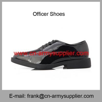 China Wholesale Cheap China Black Shining PU leather Military Officer Shoes for sale