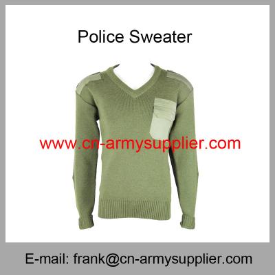 China Wholesale Cheap China Military Wool Acrylic Polyester Army Green Police Sweater for sale