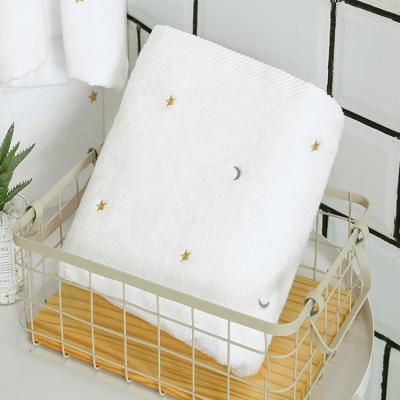 China QUICK DRY Adult Cotton Household Bath Embroidery Super Absorbent Increase Thickened Thickened Bath Towel for sale