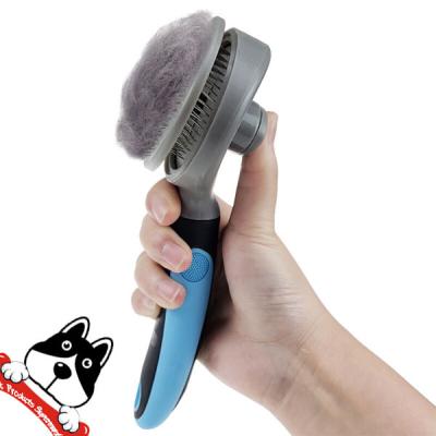 China Sustainable Cat Slicker Brush Remove Dog Bristle Pet Comb Self Cleaning Dog Pet Grooming Brush Automatically for sale