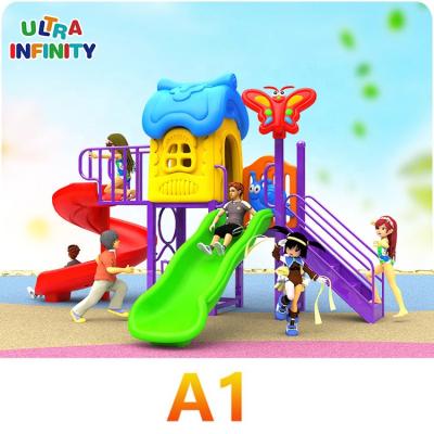 China Eco Friendly PasticMaterial Cheap Price Kids Outdoor Plastic Playground Equipment With Slide For Sale for sale