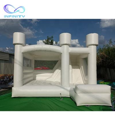 China White Inflatable Jumping Bouncer White Inflatable Wedding Bouncy Castle PVC Good Quality Inflatable Bouncer With Slide for sale