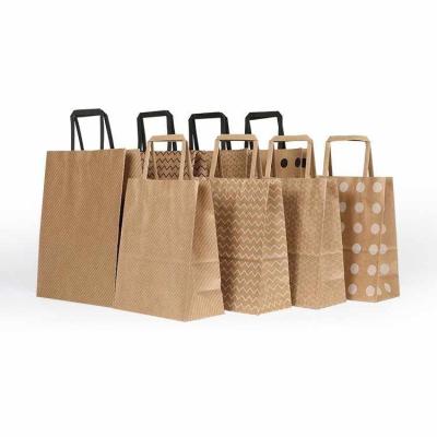 China Dongguan OEM Biodegradable Custom Printed Your Own Logo White Brown Gift Craft Shopping Paper Bag Cardboard Packaging Kraft Paper Bag With Handles for sale