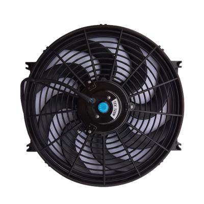 China Metal + plastic air conditioning unit 14 inch 12V/24V 120W fans and blower PC for auto universal fan for sale