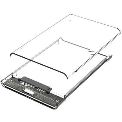 China Plastic Transparent Hdd Enclosure SATA Hard Drive Plastic Material 2.5 Usb3.0 External To Hdd Case for sale