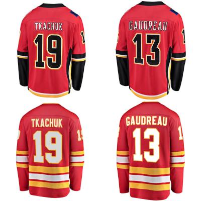 China Shirts & Tops Cheap Custom Ice Hockey Jersey Calgary City Stitched Team Uniform Wholesale RED #19 Tkachuk 13 Gaudreau Mens Flames for sale