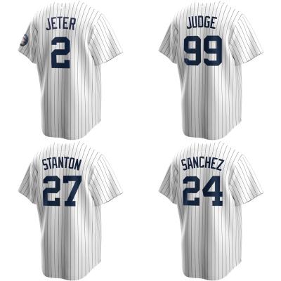 China Breathable Cheap Customize Mens New York City Baseball Jersey Judge #45 Cole #2 Derek Jeter #99 Cheap White Quilted Uniform High Quality for sale