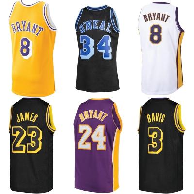 China QUICK DRY Edition New Los Angeles City Kobe Bryant 8 24 LeBrons James 23 Davis 3 Basketball Quilted Jerseys Shorts Custom Laker Uniforms for sale