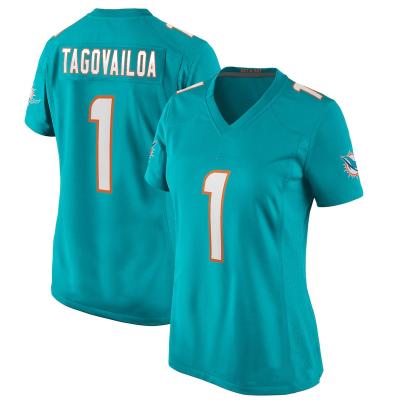 China QUICK DRY Miami City Stitched Dolphin Wholesales Womens American Football Jersey Aqua Team Uniform 1 Waddle 88 Tua Tagovailoa Gesicki 17 for sale