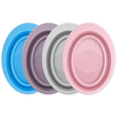 China Newest Arrival Silicone Benhaida Reusable Silicone Collapsible Case For Makeup Brush BPA Free Dishwasher Safe Durable Makeup Tools Scrubber for sale