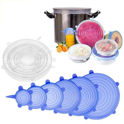 China Non Spill NEW 6 Packs Amazon Free Suction Lids LFGB Approved Silicone , BPA Silicone Stretch Lids For Bowls And Cups for sale