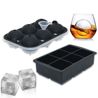 China Custom Viable Free Mold BHD BPA Silicone Whiskey Sphere Whiskey Ice Ball Maker Flexible Round Silicone Ice Cube Tray With Lids for sale