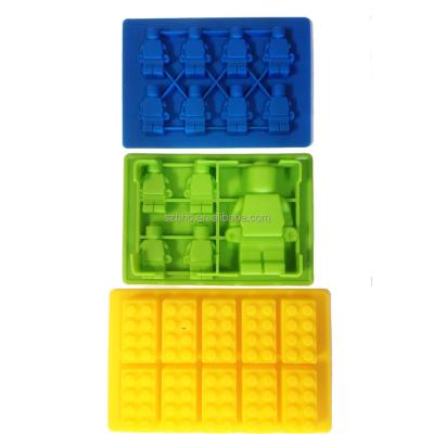 China Sustainable Reusable Ice Tray Minifigures&Building Block Silicone Ice Cube Tray,Silicone Minifigures Chocolate Mold for sale