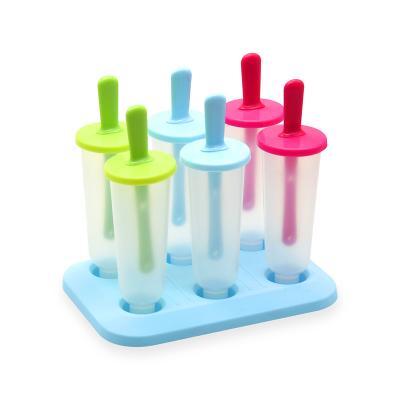 China Sustainable Set of 6 Plastic Popsicle Molds Popsicle Molds Ice Maker Child Ice Cream Tray Holder Lollipop Pops for sale