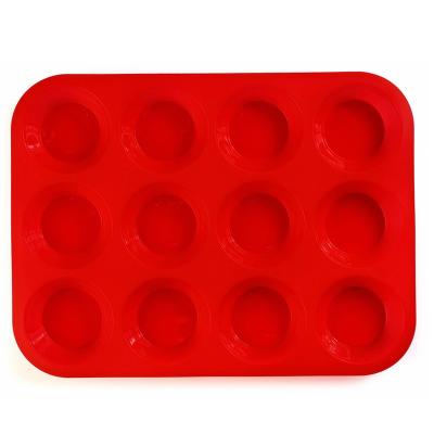 China Wholesale BHD Disposable Microwave Oven Cake Mold Nontick Heat Resistant Dishwasher Safe Food Grade Silicone Approved Muffin Pan 12 Cups for sale