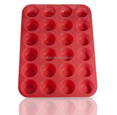 China 24Cup Mini Cake Baking Pan Heat Resistant Disposable Microwave &Dishwasher Safe Nonstick Silicone Eco-friendly Roll P for sale