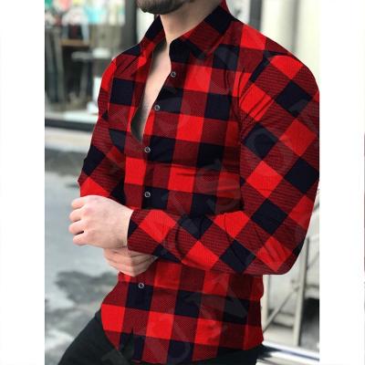 China Wholesale Anti-Shrink Plaid Shirt Wholesale High Quality Shirt Printed Casual Long Sleeve Shirt for sale