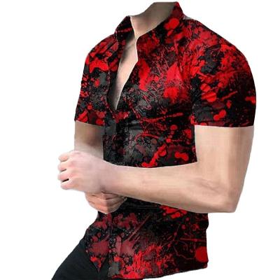 China New Anti-shrink Summer Short Sleeve Shirt Digital Printing Mens Lapel Shirt for sale