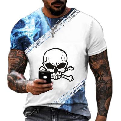 China 2022 Summer New Design Anti-wrinkle Men's T-shirt Horror Skull 3D Printing DIY Short-sleeved Top Foreign Trade for sale