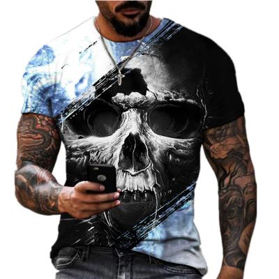 China 2022 Summer New Design Anti-wrinkle Men's T-shirt Horror Skull 3D Printing DIY Short-sleeved Top Foreign Trade for sale