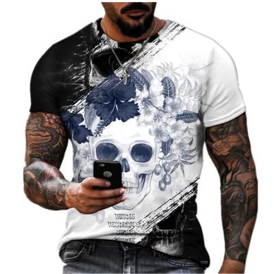 China 2022 Summer New Design Anti-wrinkle Men's T-shirt Horror Skull 3D Printing DIY Short-sleeved Top Foreign Trade for sale