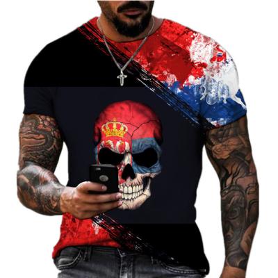 China 2022 Summer New Design Anti-wrinkle Men's T-shirt Horror Skull 3D Printing DIY Short-sleeved Top Foreign Trade for sale