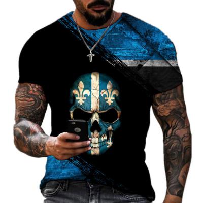 China 2022 Summer New Design Anti-wrinkle Men's T-shirt Horror Skull 3D Printing DIY Short-sleeved Top Foreign Trade for sale