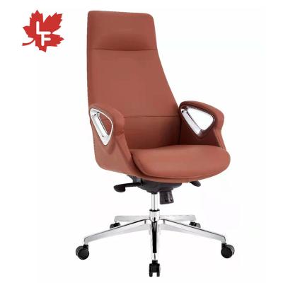 China New Modern Design Ergonomic Leather PU Seat Comfortable Executive (Height) Adjustable Chromed Legs Swivel Boss Meeting Room Office Chair With Wheels for sale