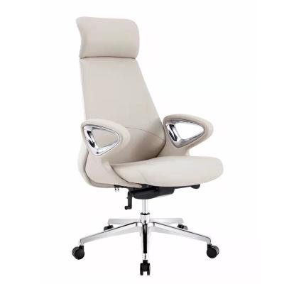 China New Design White Luxury Executive Ergonomic Manager Boss White Nordic Style High Office Swivel Back Leather Chair With Multi Mechanism for sale