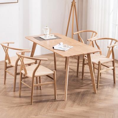 China Cheap Modern European Oak Wooden Wishbone Y Chair Prices Natural Color Wishbone Wooden Dining Seating Chair Beech Wooden Y Chair for sale