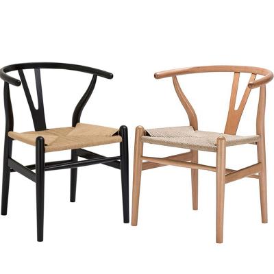 China Cheap Nordic Hans CARL CH24 Beech Wooden Wishbone Chair Denmark Beech Walnut Oak Wood HANSEN & SON Y Dining Wooden Natural Color Black Wishbone Dining Chair for sale